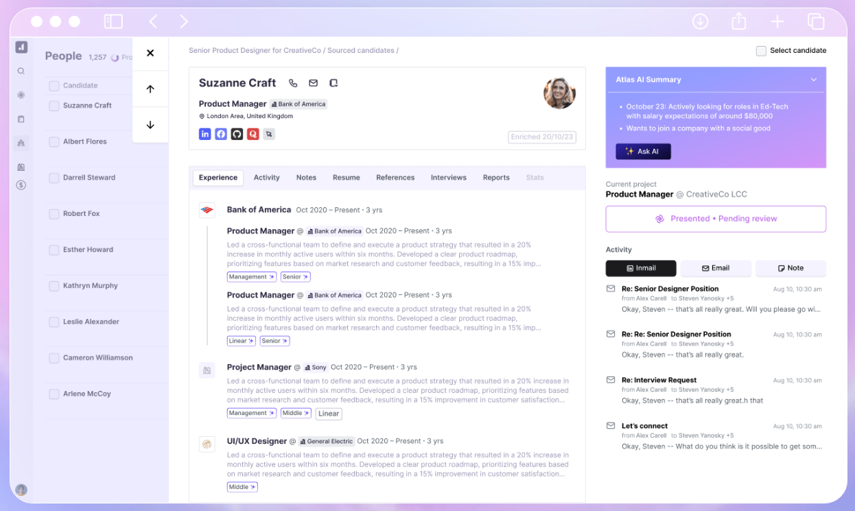 Atlas AI Search and Recruiting Software