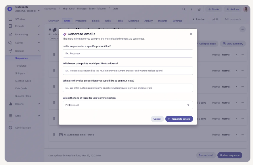 Outreach prospecting