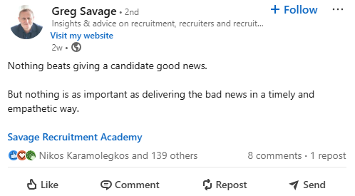 Greg Savage February 2025 LinkedIn Post