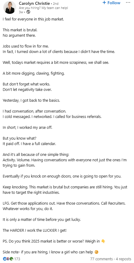 Carolyn Christie LinkedIn Post March 2025