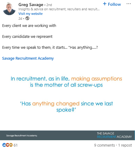 Greg Savage LinkedIn Post March 2025