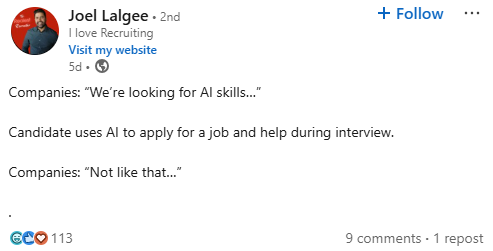 Joel Lalgee LinkedIn Post March 2025