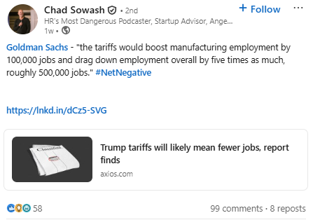 Chad Sowash LinkedIn Growth Post April 2025