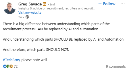 Greg Savage LinkedIn Post April 2025