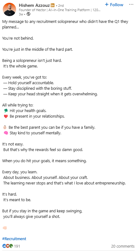 Hishem Azzouz LinkedIn Post April 2025