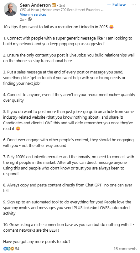 Sean Anderson LinkedIn Post April 2025