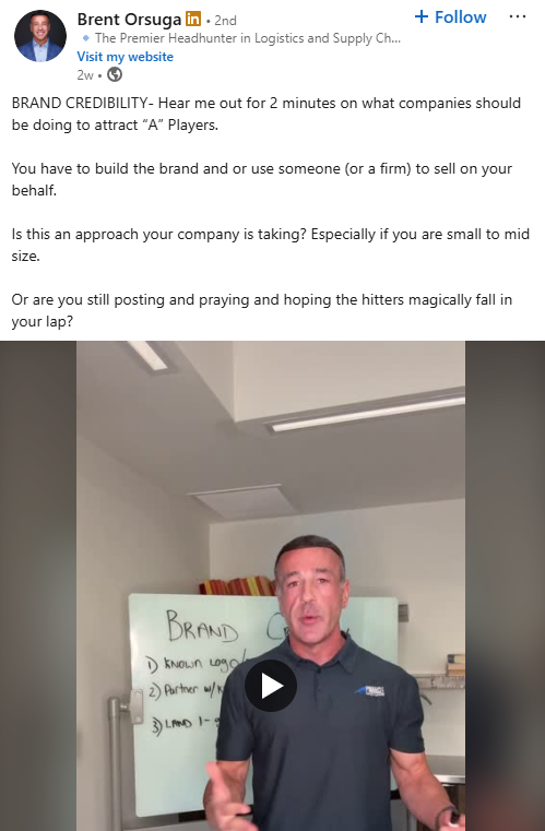 Brent Orsuga LinkedIn Post Top 100