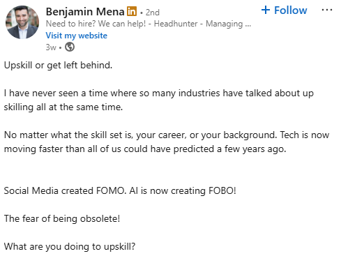 Benjamin Mena LinkedIn Recruitment Influencer June 2025