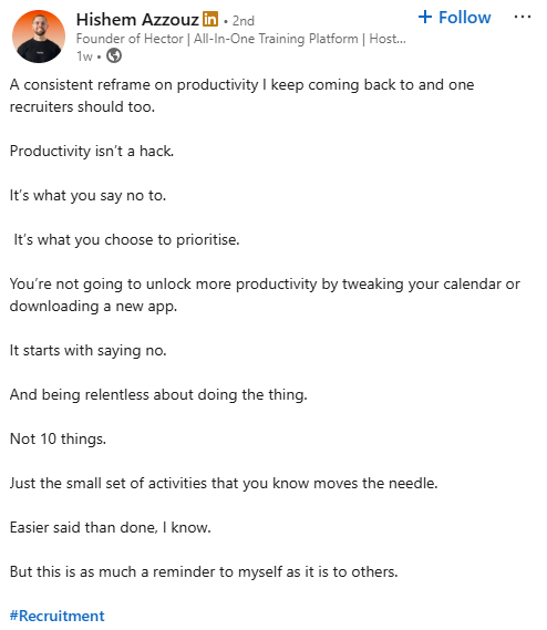 Hishem Azzouz LinkedIn Recruitment Influencer June 2025