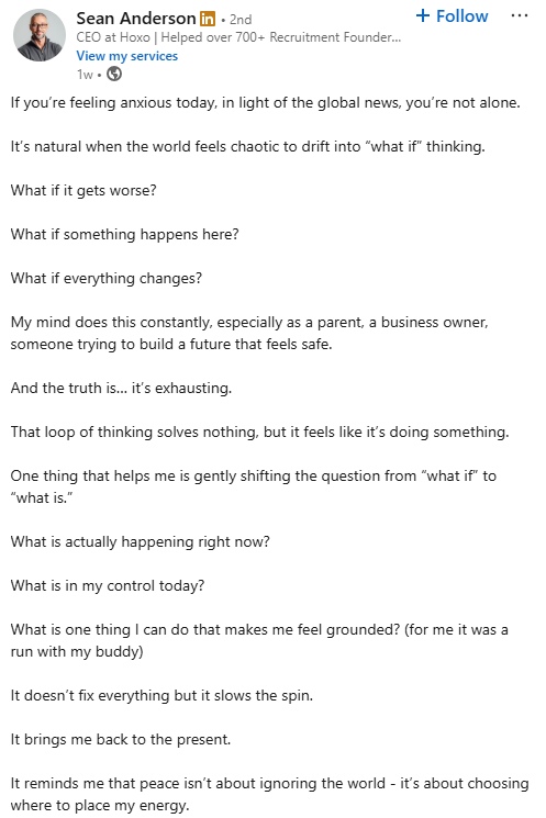 Sean Anderson LinkedIn Recruitment Influencer June 2025