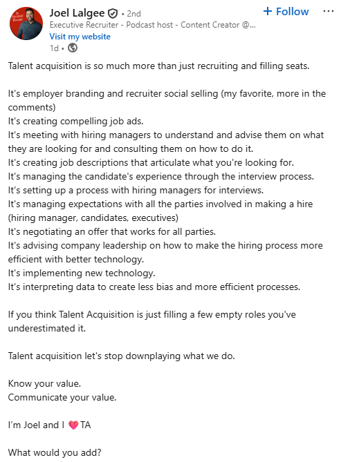 Joel Lalgee Atlas30 Top Recruitment Influencers October 2025